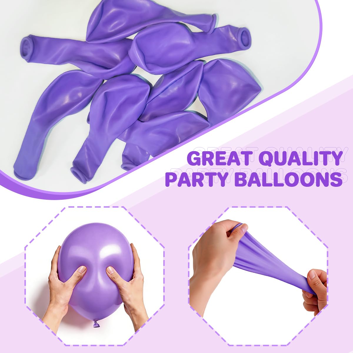 MEBAY Purple Balloons, 100pcs 12 inch Matte Latex Party Balloons for
