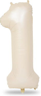 40 Inch Beige Number 1 Balloon for 1st Birthday Decoration, Large