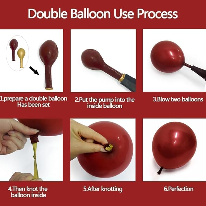 Burgundy Black Gold Balloon Garland Double Stuffed Dark Red Gold