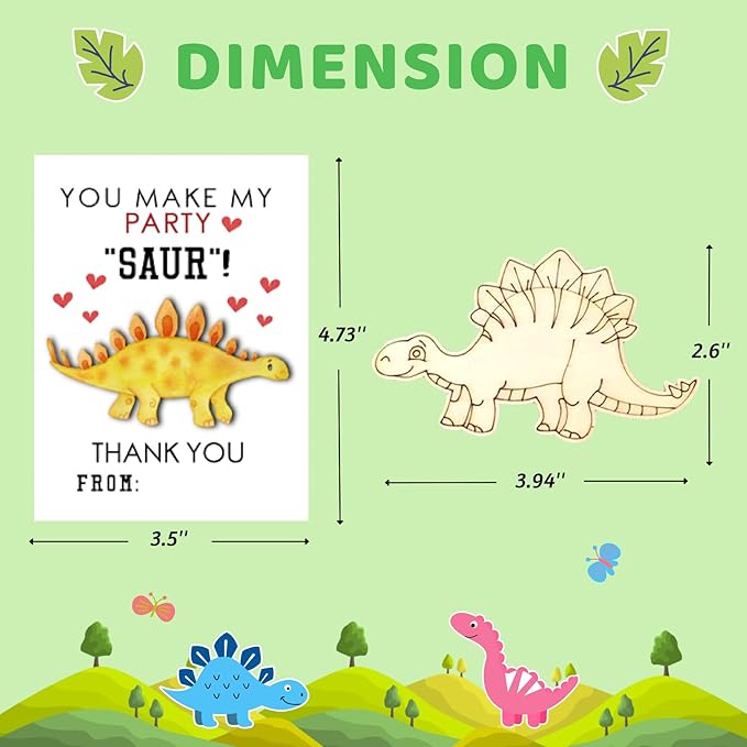 24 Pack Dinosaur Party Favors for Kids DIY Dinosaur Wood Painting