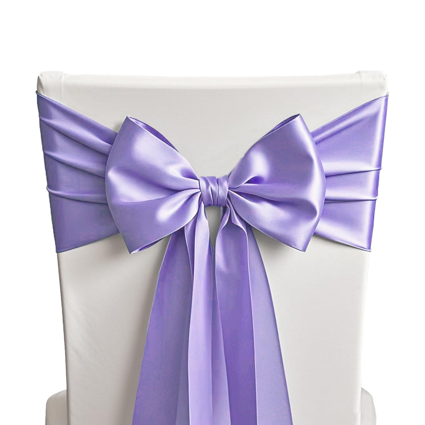 SINSSOWL Pack of 50 Satin Lavender Chair Sashes 7x108 Inches for