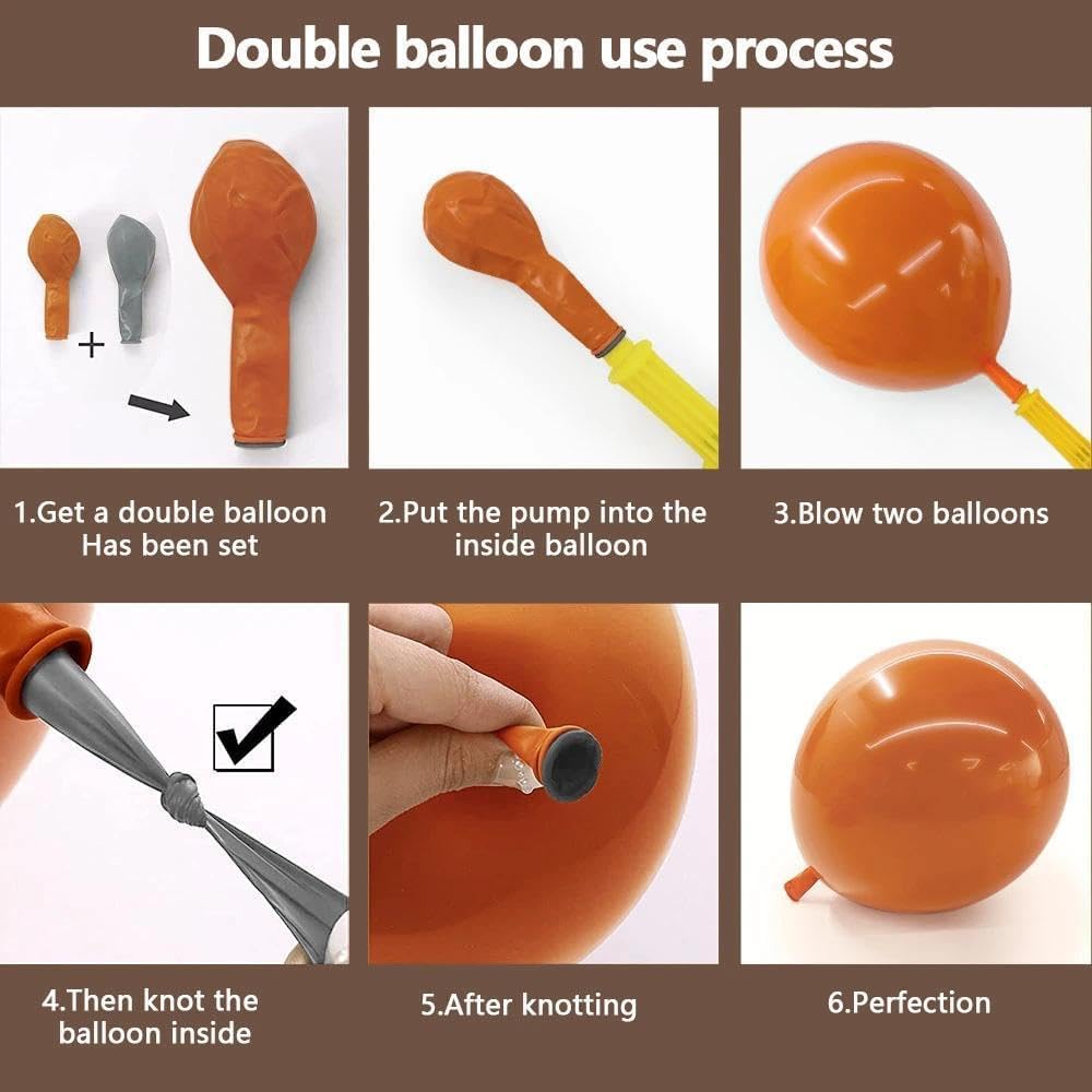 Burnt Orange Brown Balloon Arch Kit, Double Stuffed Tan Coffee Pearl