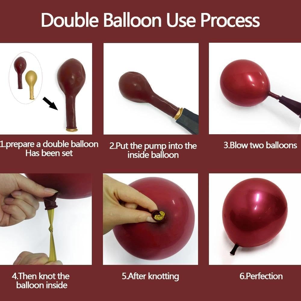Burgundy Balloons Double Stuffed Wine Red Rose Red Balloon Arch Kit