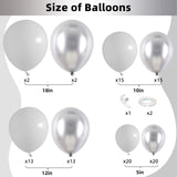 Silver and White Balloon Garland Kit, Metallic Silver White Balloon
