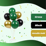 60pcs Green and Black balloons 12inch with Dark Green Metallic Gold