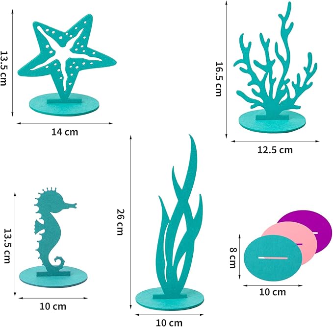 20Pcs Mermaid Party Decoration DIY Felt Under The Sea Table