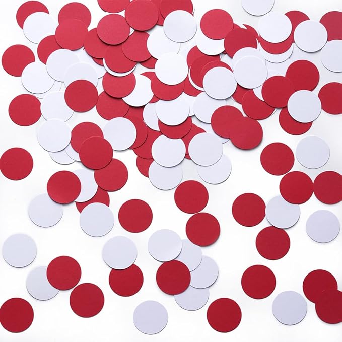 Red and White Paper Confetti Table Decoration for Birthday Graduation