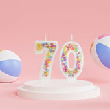 70th Birthday Candle for Cake, Colorful Macaron Numeral Candles for