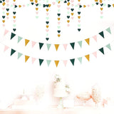 Sage-Green Mint Pink-Gold Love-Heart Garland - 52Ft Rustic Wedding