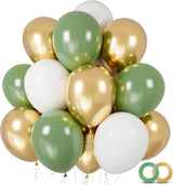100pcs Sage Green and Gold Balloons 12 inch Latex Party Balloons with