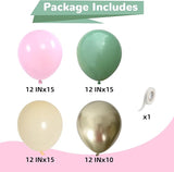 HILAVO Sage Green Pink Balloons 12 Inch Olive Green Pastel Pink Ivory