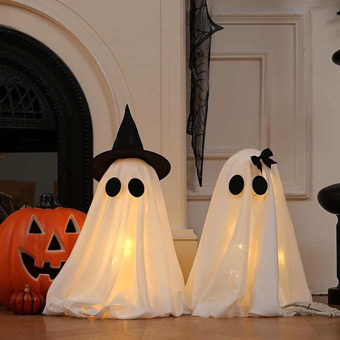 Timer Light Up Halloween Scary Ghost Decorations Set of 2 DIY Spooky