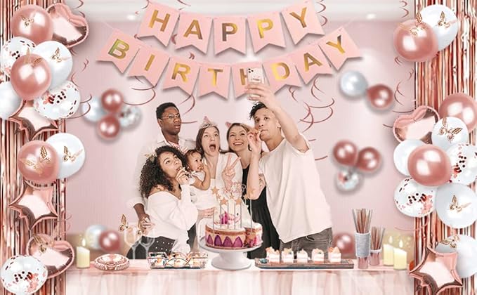 236 Pcs Birthday Decorations For Women Rose Gold Party Decorations
