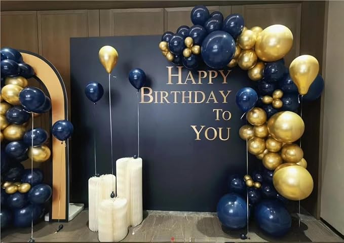 MEBAY Blue White Gold Balloons Garland Arch Kit, 141Pcs Latex