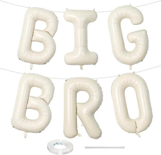 40 Inch Beige Big Bro Balloons Letter, Large Cream White Sand Big Bro