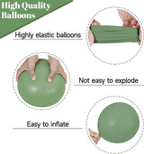 68Pcs Balloons Kit 12 Inch, Sage Green Balloon Sand White Metallic