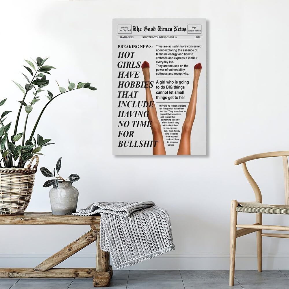 Retro Trendy Newspapers Wall art Decor Bar Cart Feminist Wall Art New