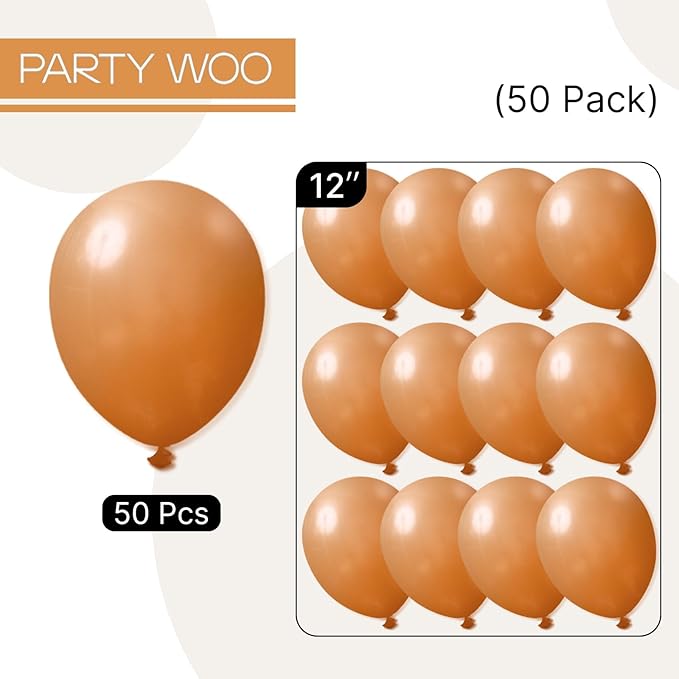 PartyWoo Light Brown Balloons 50 pcs 12 Inch Caramel Brown Tan Boho