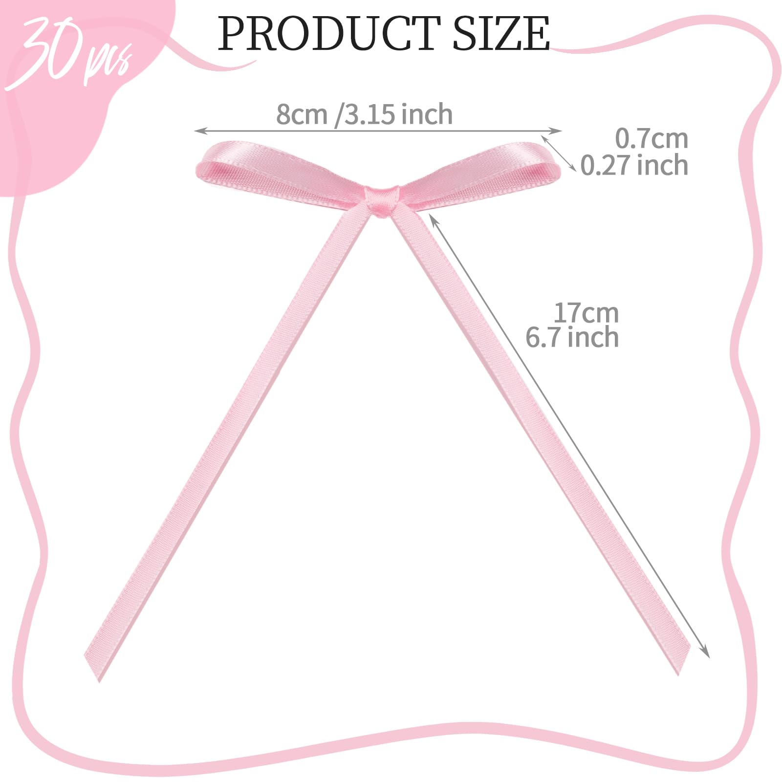 YGDZ Pink Bows for Cake, 30PCS Pink Bow Cake Topper, Ribbon Bowknot