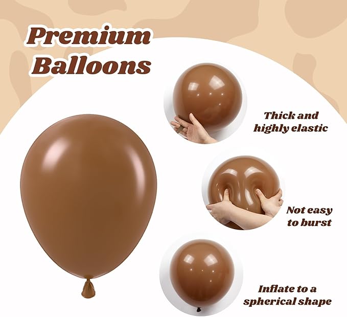 Brown Western Balloons, Brown Nude Gold Confetti Cow Print Latex