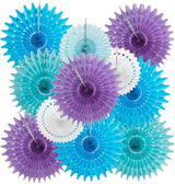 SUNBEAUTY Pack of 11 Purple Lavender Blue Hanging Honeycomb Paper