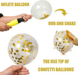 62pcs Gold White Balloons Kit - 12 Inches Gold White Confetti Party