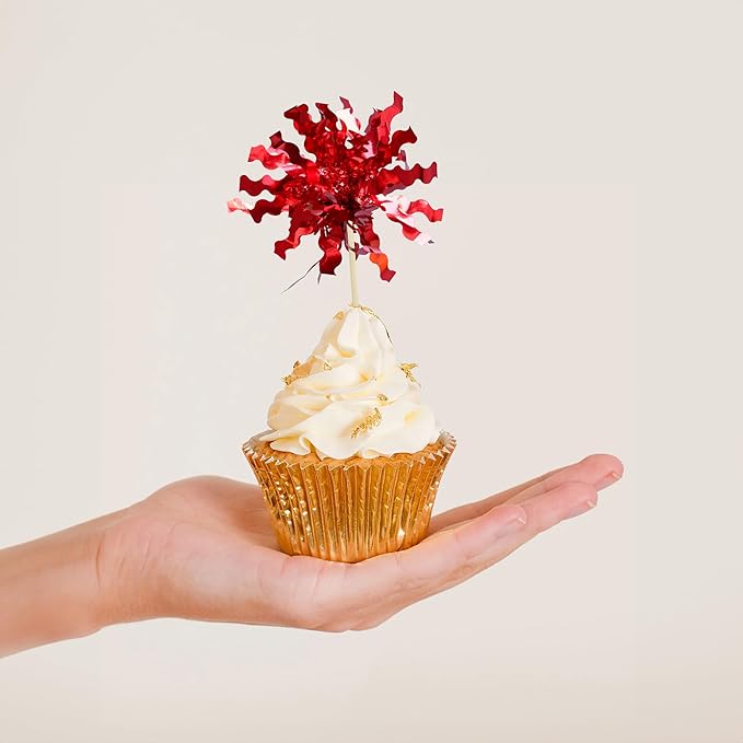 Gyufise 30Pcs Foil Firework Cupcake Toppers Sparkle Tinsel Cake #10