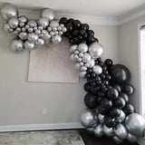 Black and Silver Balloon Garland Kit, Metallic Silver and Black