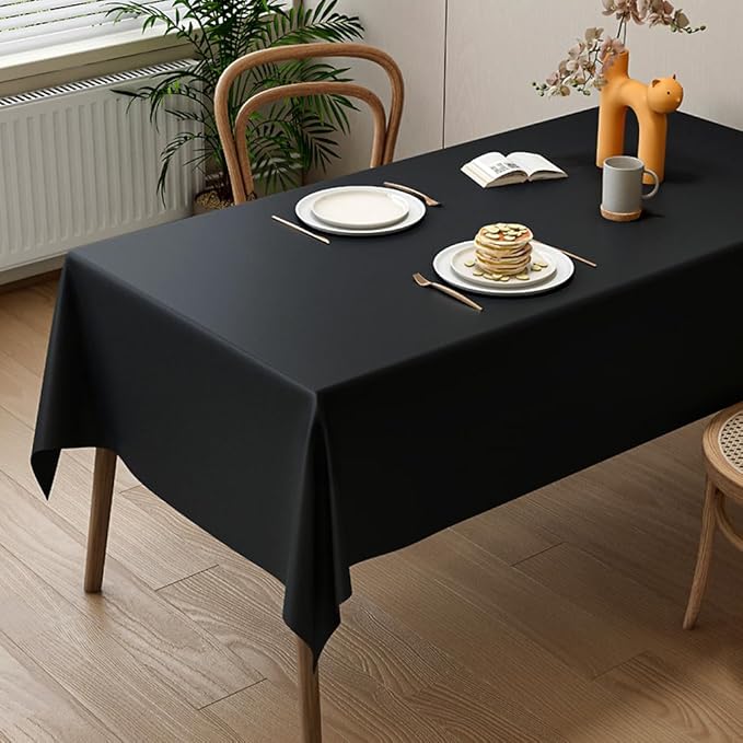 2 Packaging Black Plastic Tablecloth, 54 inch x108 inch Rectangular