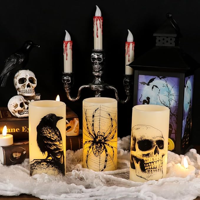 Halloween LED Flameless Flickering Candles Battery Operated with 6H