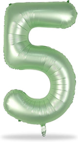 Sage Green 5 Balloons, 40" Giant Helium Foil Number 0-9 Olive Green