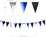 30Ft Navy Blue Black and Silver Party Decorations Royal Blue Triangle