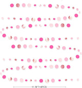 Hot Pink Rose Gold Party Decorations Circle Dots Garland Hanging