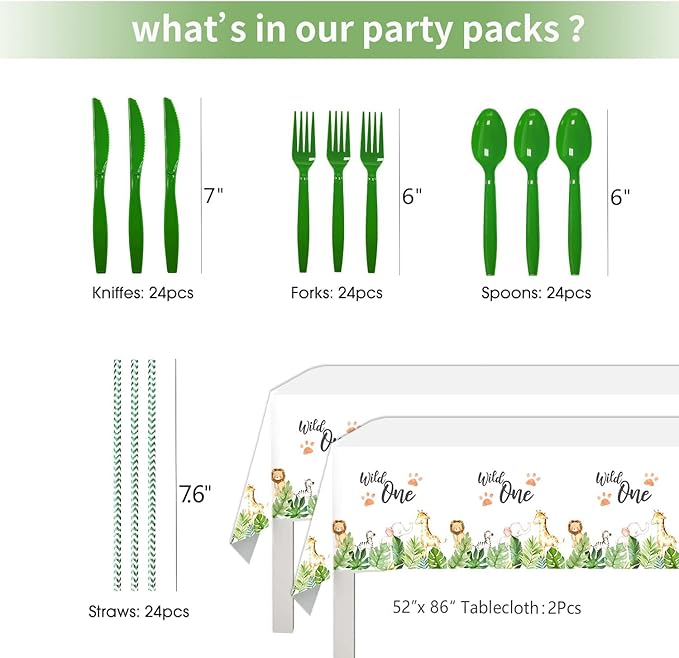 Wild One Birthday Decorations Jungle Theme Party Supplies Tableware