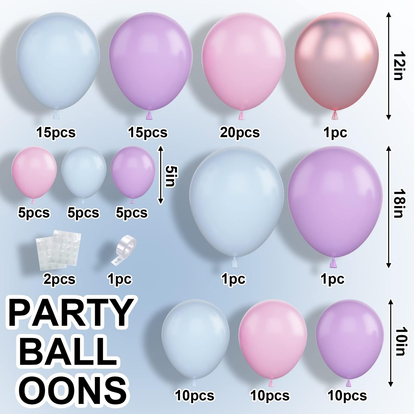Pink Blue Balloon Arch Kit with Macaron Purple, Blue & Purple Party