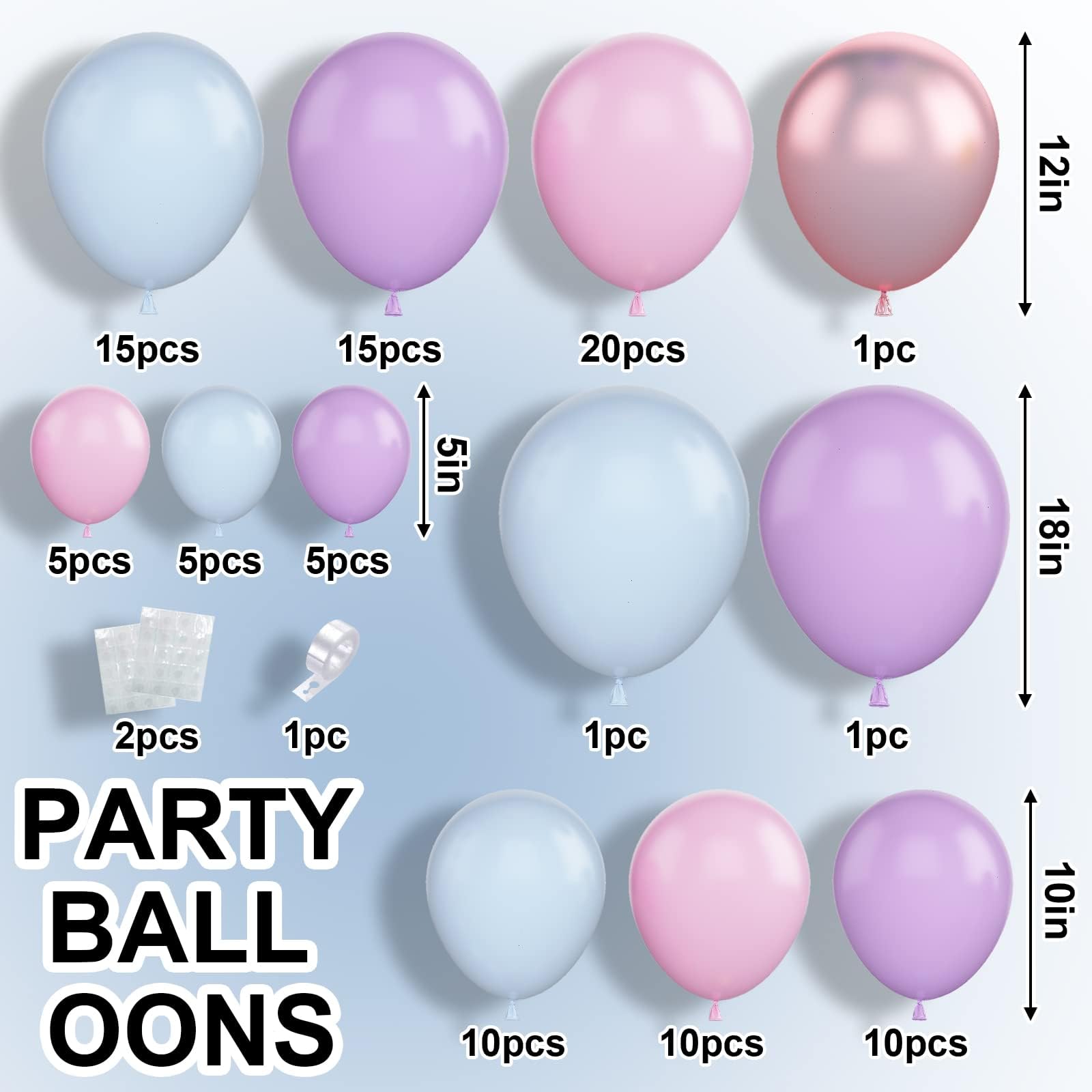 Pink Blue Balloon Arch Kit with Macaron Purple, Blue & Purple Party