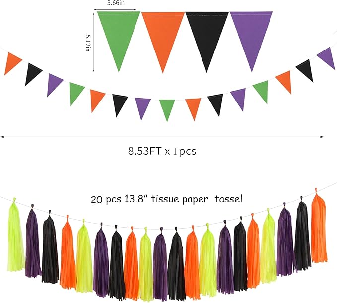 Black Purple Orange Green Halloween Party Decorations 30pcs Tissue