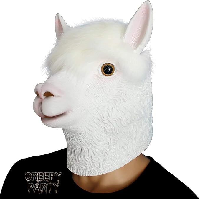 CreepyParty Alpaca Mask - Animal Halloween Costume for Parties,