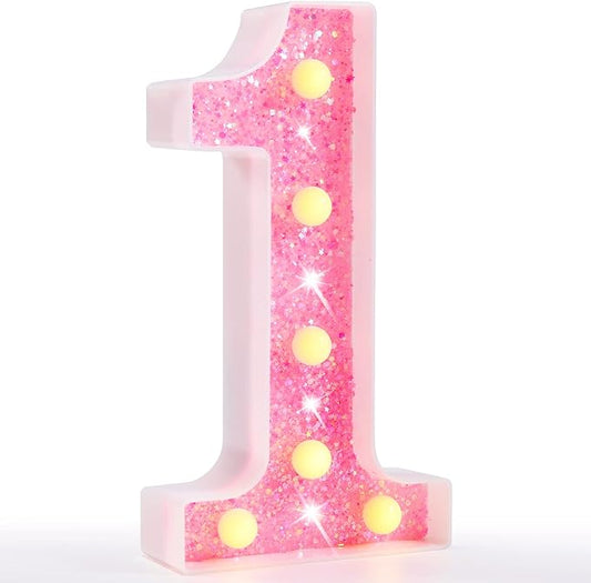 Pooqla Marquee Numbers Lights, light up Numbers Battery Powered, Glitt