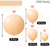 PartyWoo Nude Balloons 100 pcs Different Sizes Pack of 18 12 10 5