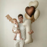 40 Inch Cream 1 Balloon Decor, Beige Tan Brown Heart Balloons, Foil