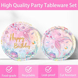 120Pcs Mermaid Birthday Party Plates Under the Sea Ocean Paper