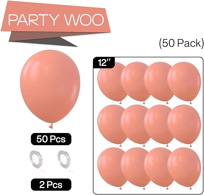 PartyWoo Dusty Pink Balloons 50 pcs 12 Inch Blush Pink Dusty Rose