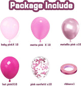 Zesliwy Pink Balloon Hot Pink Balloons Set, 50pcs 12inch Pastel Light