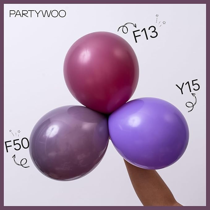 PartyWoo Dusty Purple Balloons 100 pcs Different Sizes of 18 12 10 5