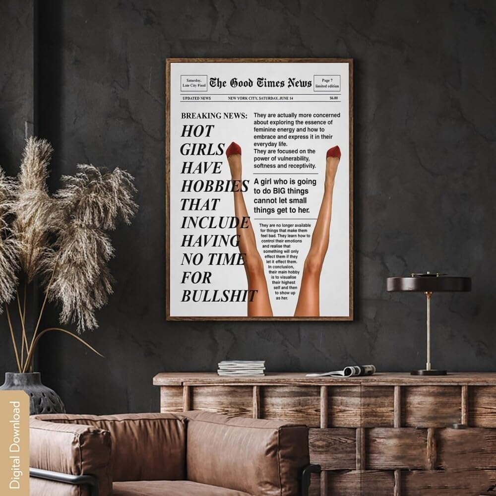 Retro Trendy Newspapers Wall art Decor Bar Cart Feminist Wall Art New