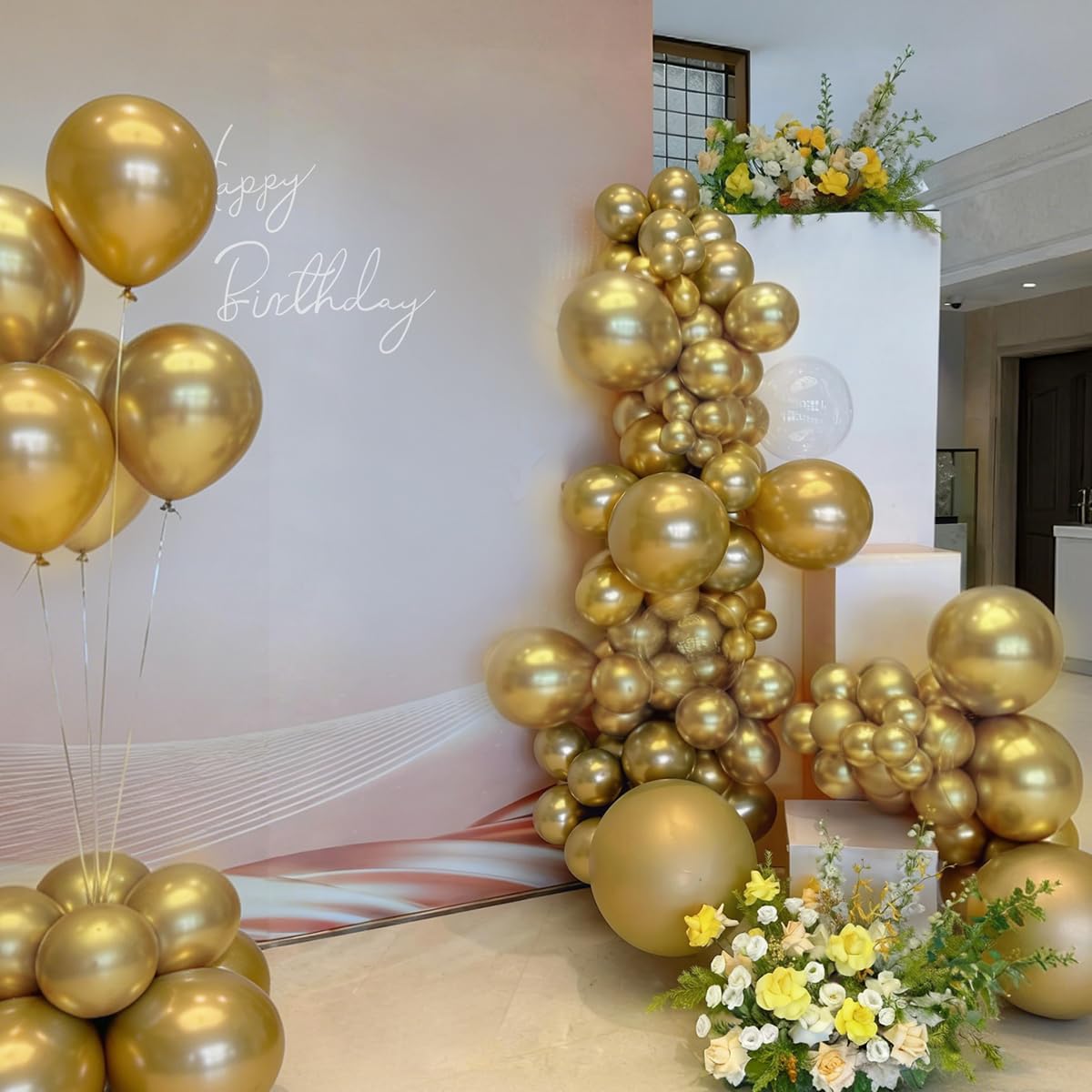 MEBAY Gold Balloons 12 inch 100 pcs Chrome Metallic Latex Birthday