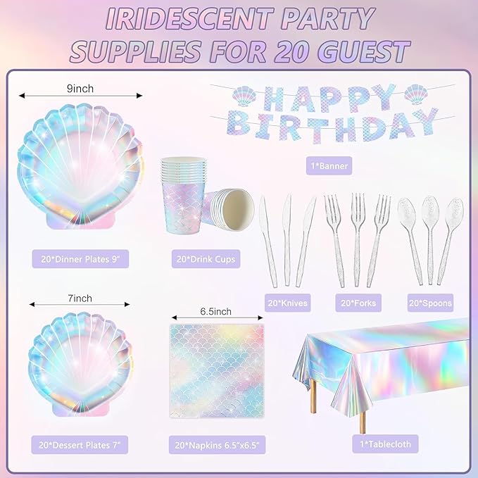Summer Mermaid Party Supplies for Girls Baby Shower Birthday Party
