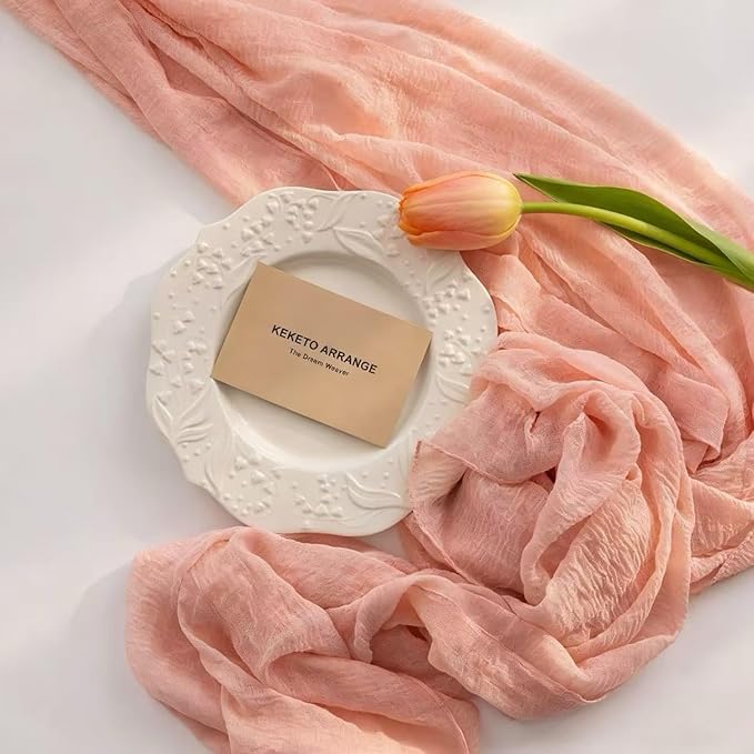 Keketoarrange 6pcs Pink Table Runner Cheese Cloth Rustic Gauze
