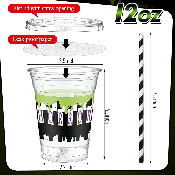 50 Pcs Halloween Black and White Juice Classic Horror Party Plastic
